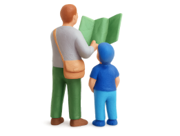 マップを広げる親子